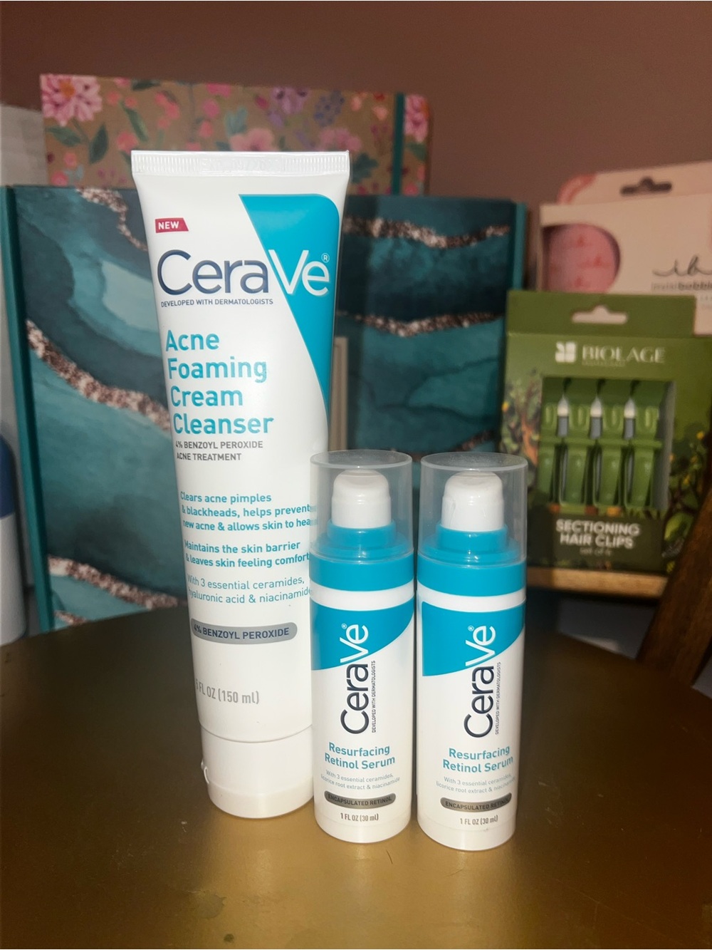 CeraVe Acne Foaming Cream Cleanser & Resurfacing Retinol Serum Trio